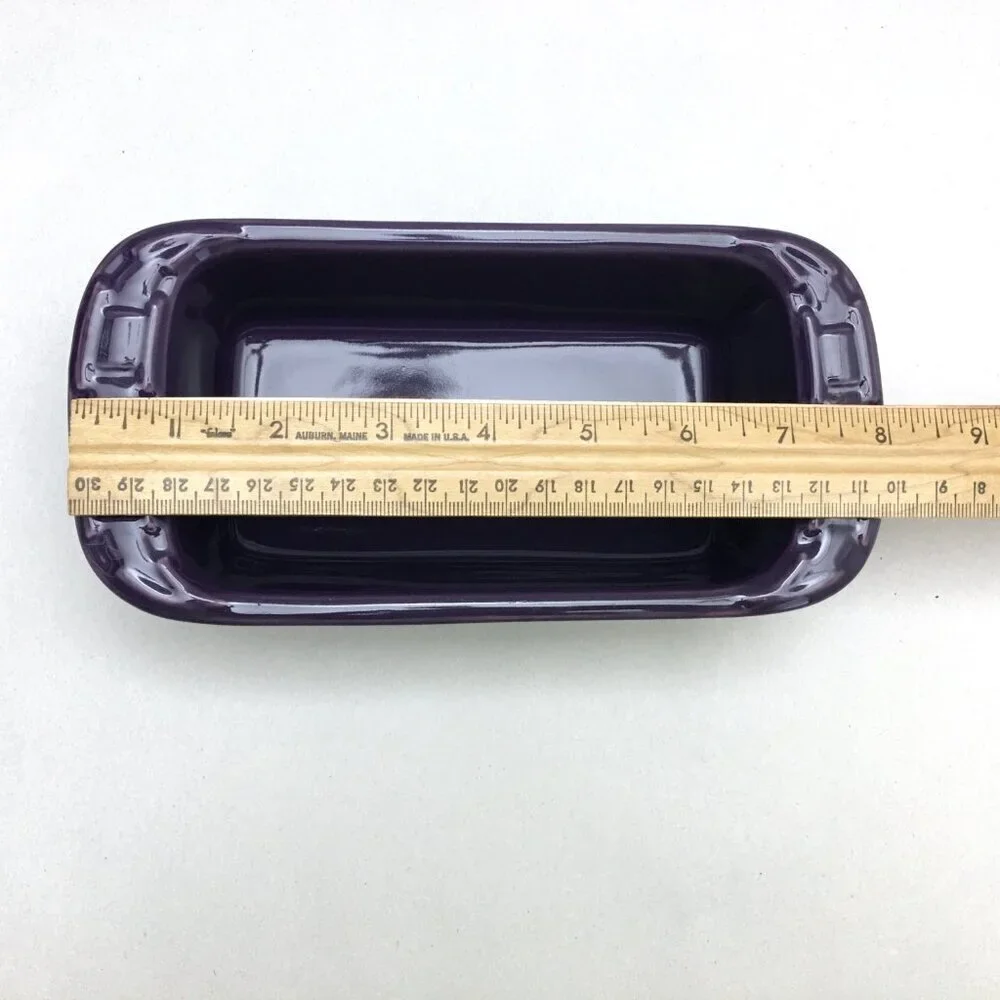 Longaberger Pottery Eggplant Purple Mini Loaf Dish Woven Traditions Bakeware
